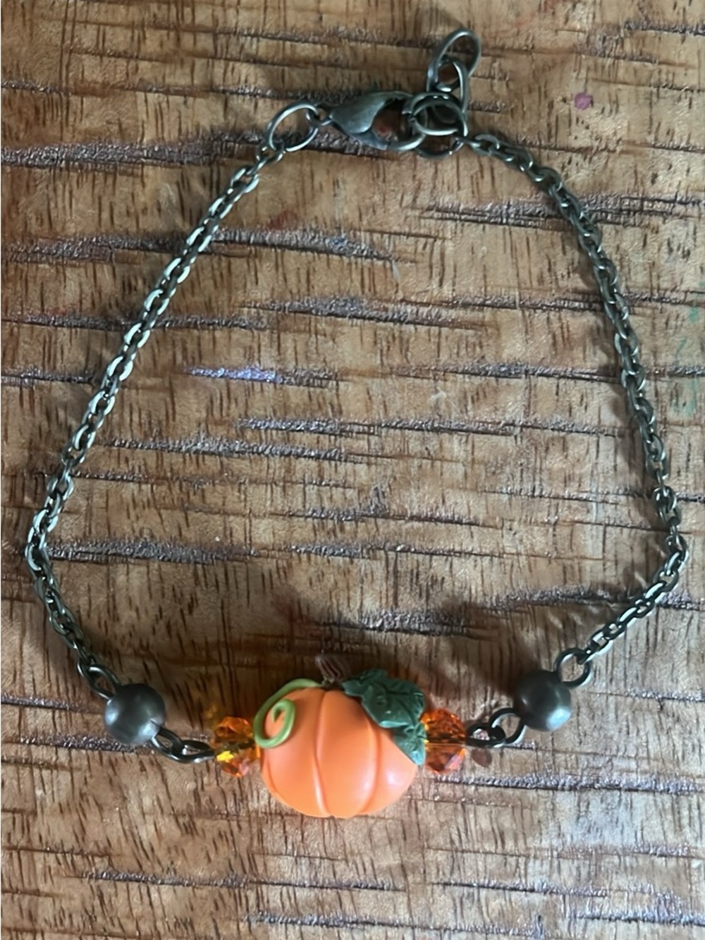 Handmade Pumpkin Charm Bracelet